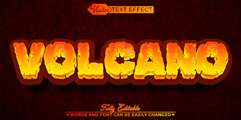 Cartoon Lava Volcano Vector Editable Text Effect Template © Anka Design