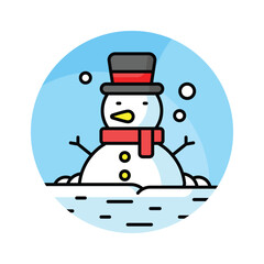 Snowman vector design in trendy style, isolated on white background