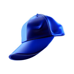 Blue baseball cap 3D Object isolated on transparent background