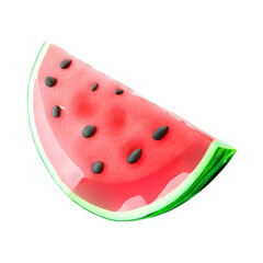 Slice of watermelon 3D Object isolated on transparent background