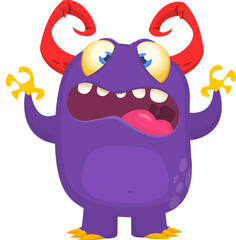 Happy cartoon monster waving hands. Halloween vector illustration. Great for package or party decoration