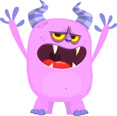 Angry cartoon monster waving hands illustration