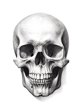 Realistic Skull, Logo, Wall Art, Bones, Halloween. Generative AI