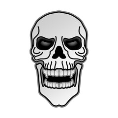 scary skull head flat vector illustration