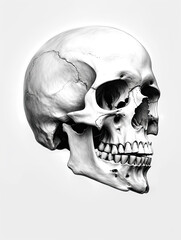 Realistic Skull, Logo, Wall Art, Bones, Halloween. Generative AI