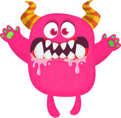 Angry cartoon monster waving hands illustration