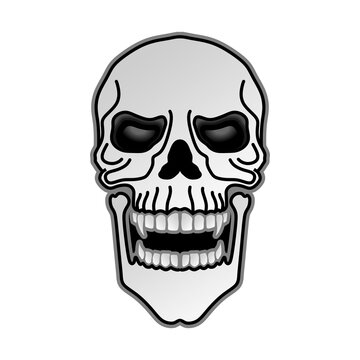 scary skull head flat vector illustration