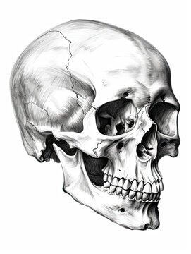 Realistic Skull, Logo, Wall Art, Bones, Halloween. Generative AI