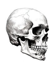 Realistic Skull, Logo, Wall Art, Bones, Halloween. Generative AI