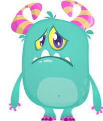 Sad cartoon monster. Halloween vector illustration. Great for package or party decoration