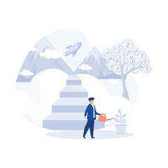 Financial investments, marketing, analysis, guarantee of security financial savings and money turnover, flat modern vector illustration