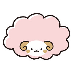 シンプルでかわいいモコモコの羊（正面）