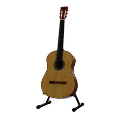 3d render of an acoustic guitar isolated on white background