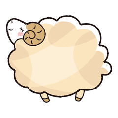 シンプルでかわいいモコモコの羊（横向き）