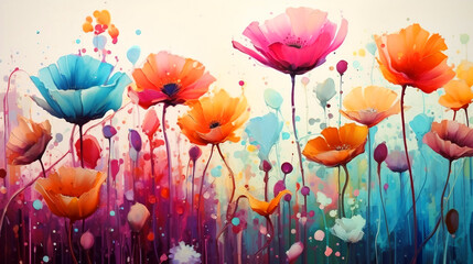 Colorful abstract flower meadow illustration
