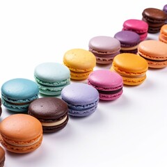 Fototapeta premium colorful macaroons isolated on the white background generative AI