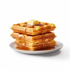 stack of pancakes on plate isolated on the white background generative AI