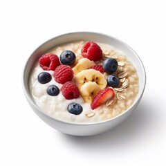 bowl of muesli with berries generative AI