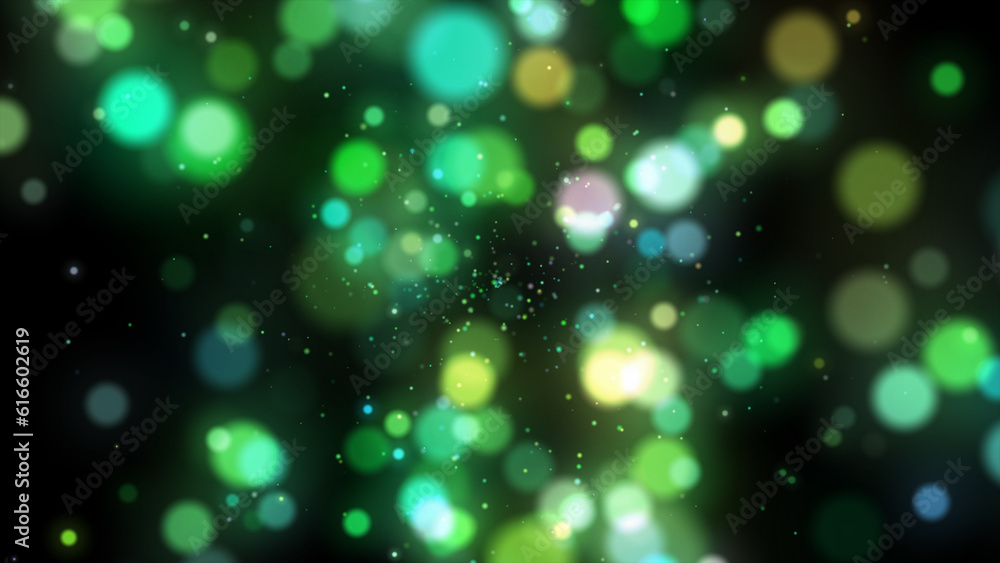 Poster abstract black background with blur bokeh light effect.
