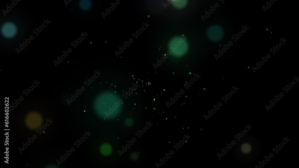 Poster bokeh of lights on black background. abstract black background with blur bokeh light effect.