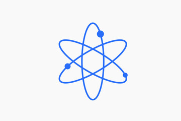 Geometric atom illustration in flat style design. Vector illustration and icon. 