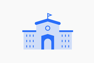 Geometric college illustration in flat style design. Vector illustration and icon. 