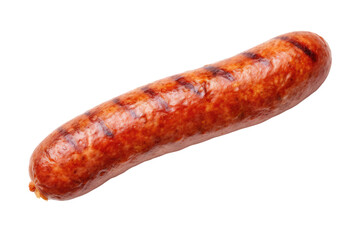 Fried sausage isolated on transparent background, top view, Generative AI