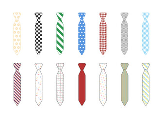 ネクタイのベクター素材セット、アイコン、パターン柄