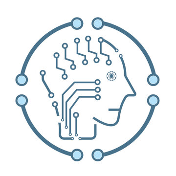 AI head with circute and Artificial intelligence line icons, AI for technology symbols concepts, cybernetic icons, ai, technology vector, illustration