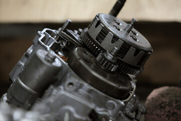 Fototapeta na wymiar Car metal engine. car engine part