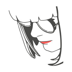 Silhouette of a female head. Beauty and fashion. Elegant silhouette of a woman wearing sunglasses