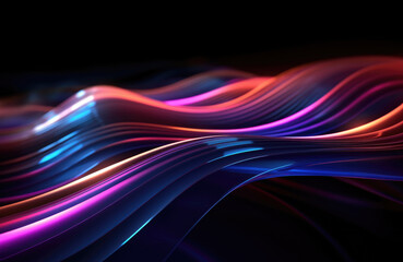 Neon light wave background, 3d Rendering, Abstract Background, Light Background, Color Background