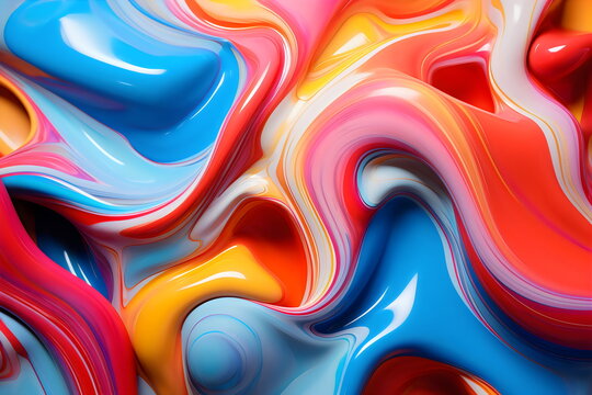 swirls of colorful paint liquid mixing background texture made with generative ai	