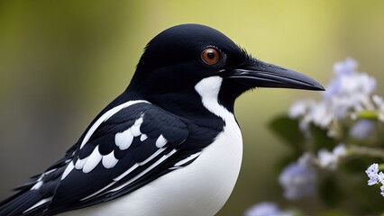 close up of a blackbird magpie