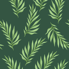 Tropical leaves and exotic foliage seamless print