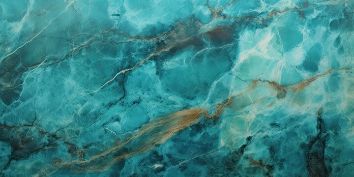 Teal green marble stone with gold vein. Vivid graphite texture geode wallpaper background.	