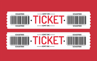White Cinema tickets. movie, Park or theatre coupons. Realistic vector ticket template