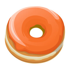 vector illustration of a sweet donut topped with orange creamy sugar