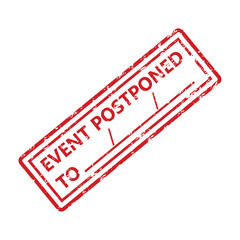 Event postponed to, rubber seal stamp with place for date