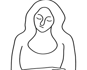 Line art illustration of a woman