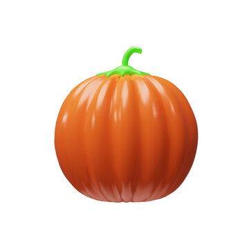 Vector illustration of 3D render orange pumpkin. Happy halloween and Thanksgiving day harvest decoration. Healthy object. Vegetarian food for autumn banner. Realistic raw, ripe vegetable on holiday