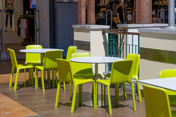 table with chairs in a cafe