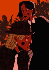 halloween witch with a broom