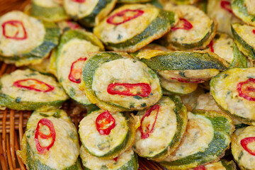 Korean traditional food zucchini pancake