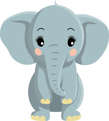 Cute elephant cartoon minimal vector