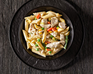 Creamy Chicken and Penne Pasta Casserole in bowl