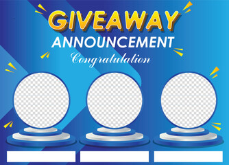 Giveaway winner announcement social media post banner template