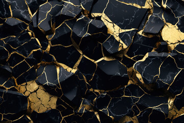 black and gold cracked marble smooth textures
