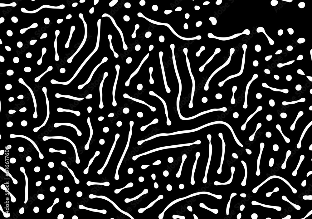 Aufkleber Abstract black and white organic pattern created using a computer generative algorithm called reaction-diffusion.