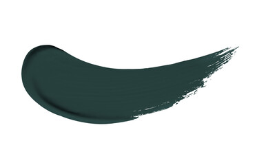 Matte Dark Green liquid Lipstick smear smudge isolated on transparent background. matte dark green color brush stroke close up. Makeup cream texture background